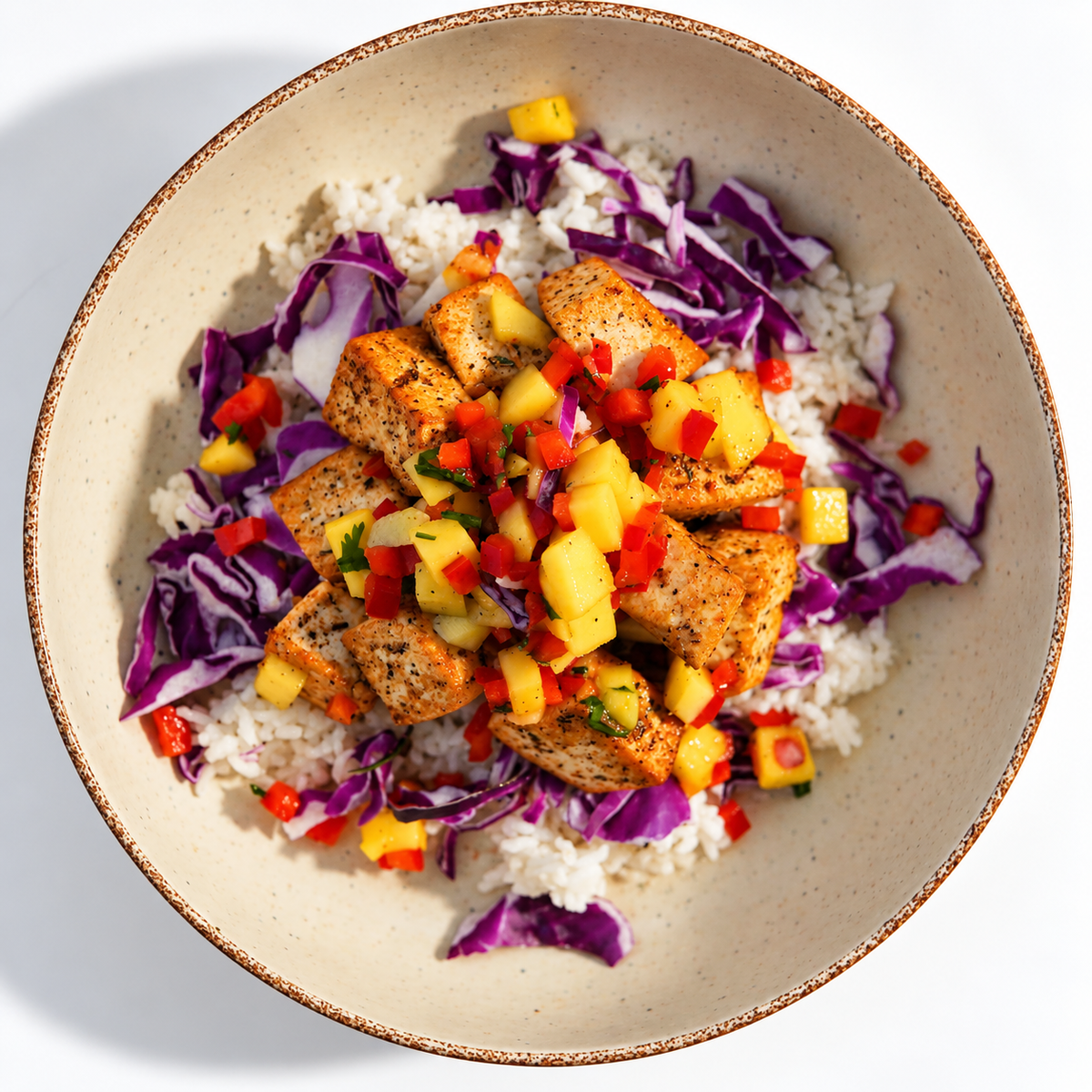 Seasoned Tofu with Mango Salsa